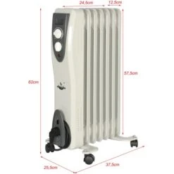 El Fuego Mobiler Elektro-Ölradiator 7 Rippen Weiß -Heizungsfach Geschäft 109963 2240 4