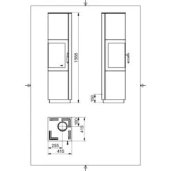 Hark Dauerbrand-Kaminofen Couper ST Inkl. Speicherstein & Automatik 6 KW EEK: A+ -Heizungsfach Geschäft 209393 1921 skizze