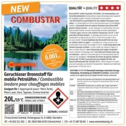Brennstoff Combustar 20 L 5 Brennstoff Combustar 20 L -Heizungsfach Geschäft 698 20l combustar etikette