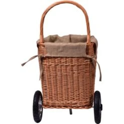 Dobar Kaminholzwagen Aus Weide Mit Metallrädern & Reifen 44 Cm X 43 Cm X 93 Cm -Heizungsfach Geschäft 859474 4637 4