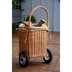 Dobar Kaminholzwagen Aus Weide Mit Metallrädern & Reifen 44 Cm X 43 Cm X 93 Cm -Heizungsfach Geschäft 859474 4637 9